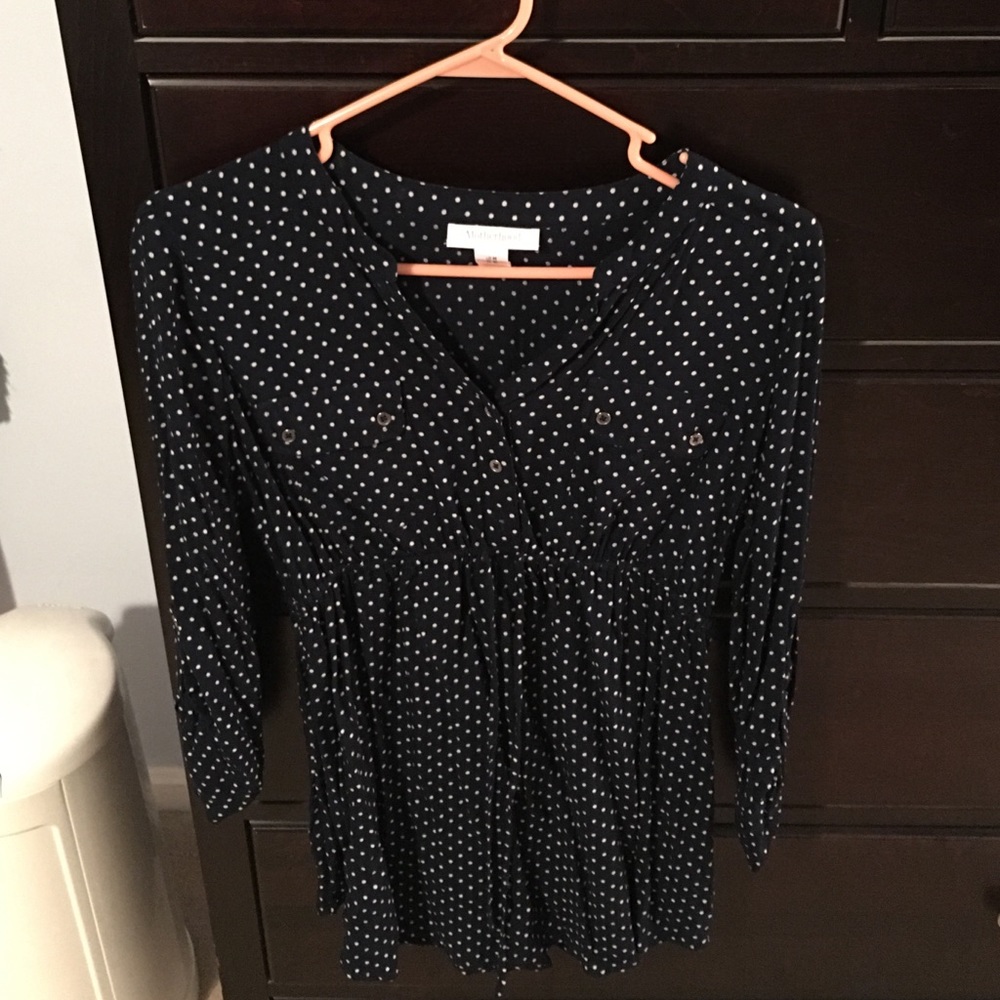 Blue polka dot Maternity shirt